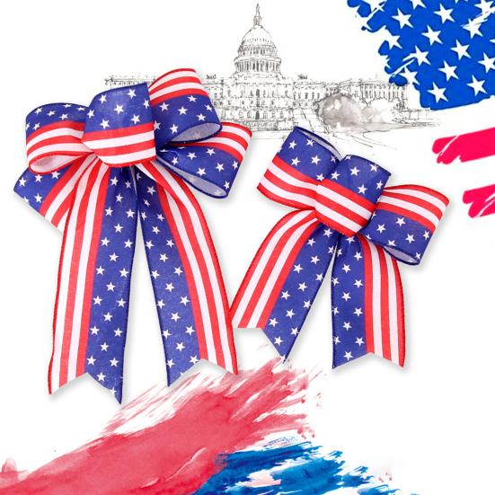 Κορδέλα 1/3 Roll American Flag Διπλής Όψης Αστέρι Ριγέ Ενσύρματη Κορδέλα Πακέτο Κόκκινη 4η Ιουλίου Ημέρα της ανεξαρτησίας Μπλε Λευκή Κορδέλα DIY Craft