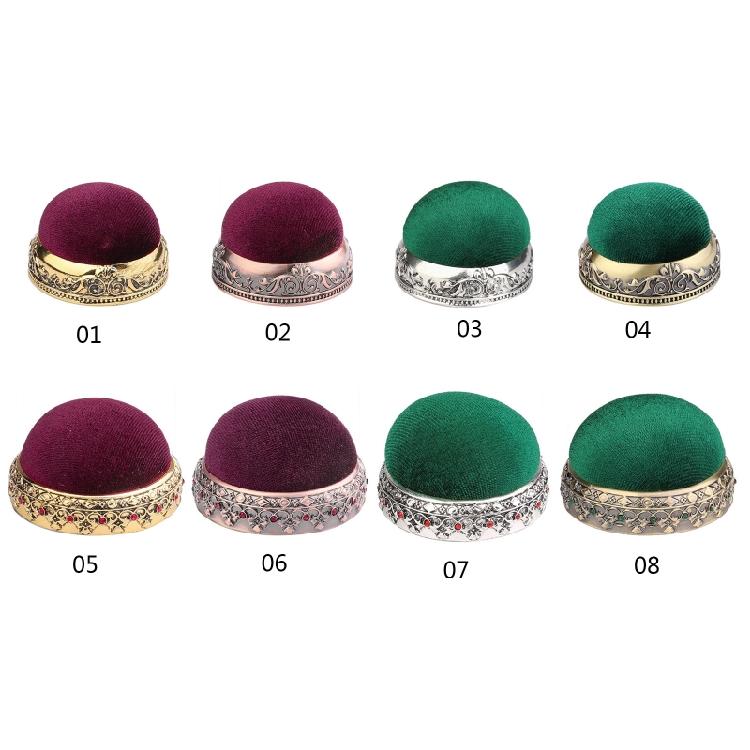 Cute Ball Shaped Needle Pin Cushion with Metal Base DIY Sewing Handcraft Tool