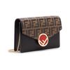 Fendi Gold Logo Monogram FF Embossed Color Block Chain Mini Shoulder Crossbody Bag Wallet Women bags Brown Black Red 8BS006AAIIF13VK