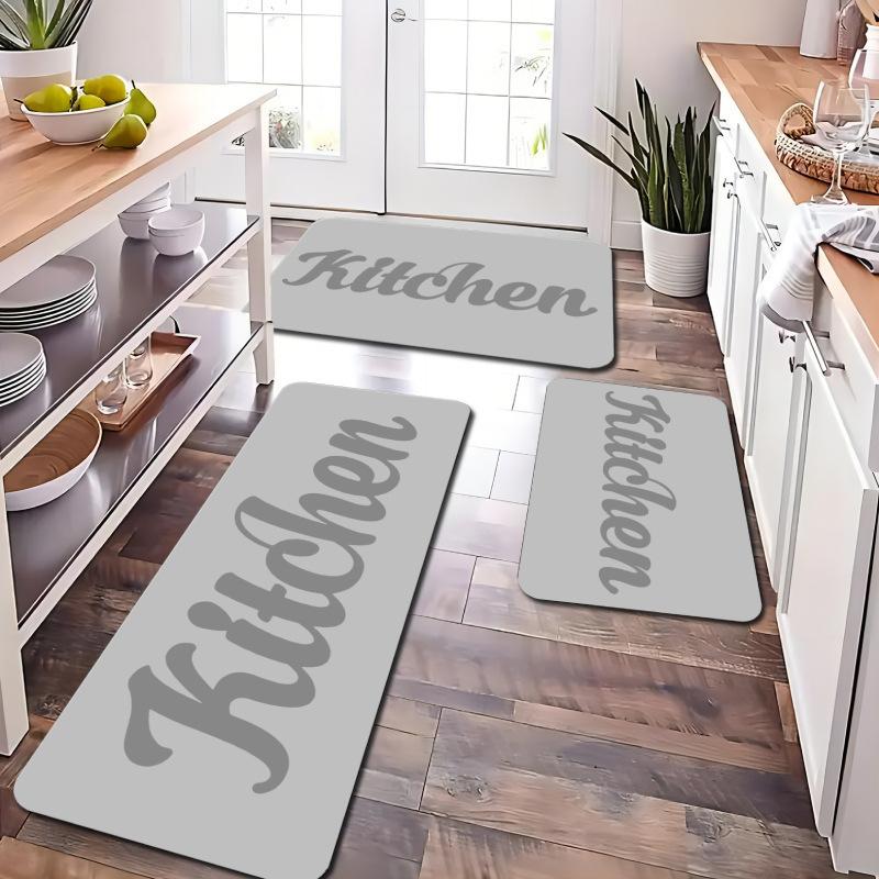 

Kitchen Floor Mat, Household Anti Slip Absorbent Oil Proof Floor Mat Dirt Resistant Floor Mat Two-piece Set 40*60cm [new diatom mud]