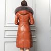 2 Leather Jacket Fur Women's Imitation Fox Fur Collar Medium and Long Hooded Cotton Thickened Slim and Thin Jacket
