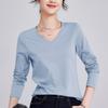 Spring and summer women's clothing basic women's loose support double-sided mercerized cotton long-sleeved women's top