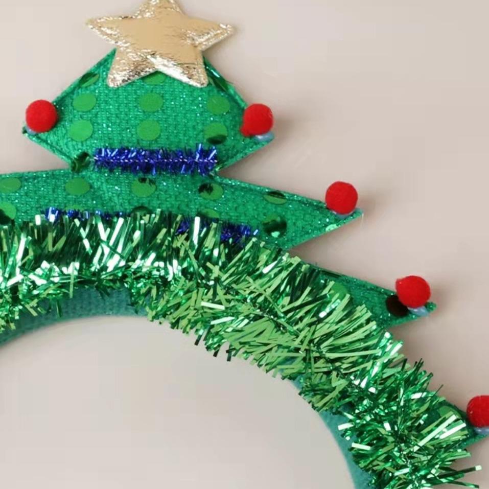 Flashing Christmas Tree Antler Headband - Santa Style