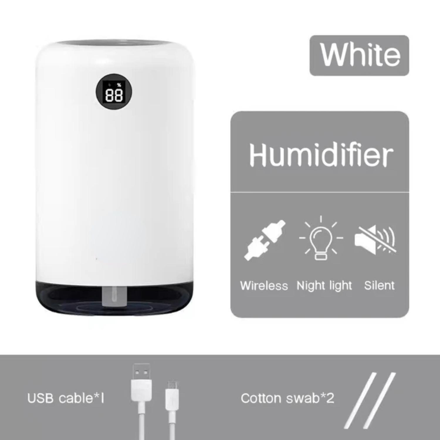 

Портативный ультразвуковой увлажнитель воздуха с зарядкой через USB, емкостью 500 мл и аккумулятором 2000 мАч — идеально подходит для использования в офисе со светодиодной подсветкой CHINA белый