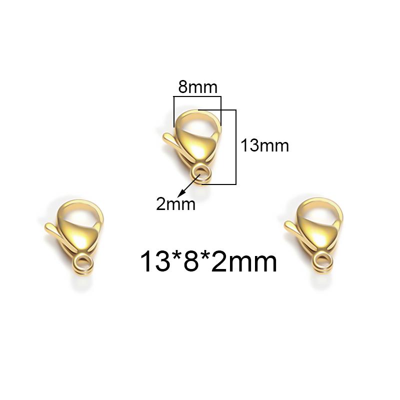 Semitree 25Pcs Stainless Steel Gold Black Lobster Clasps Jewelry Findings DIY Necklace Bracelet Making Accessories 9/10/12/15MM
