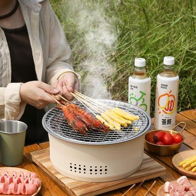 1 Stück tragbarer Holzkohle-Grillrost Edelstahl geteilter Grillrost runder Grillrost Outdoor Camping Grillwerkzeug