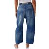 Jeans larghi da donna con coulisse, patchwork, gamba dritta larga, pantaloni in denim, pantaloni casual