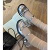 Silver French 2025 new autumn light mouth with skirt fashionable round head single shoes small leather shoes