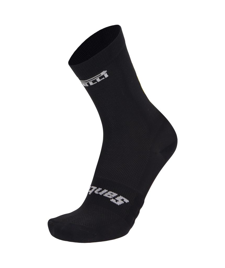 Santini Pirelli Sport Club High Profile Socks, Black, Sizes XS-S