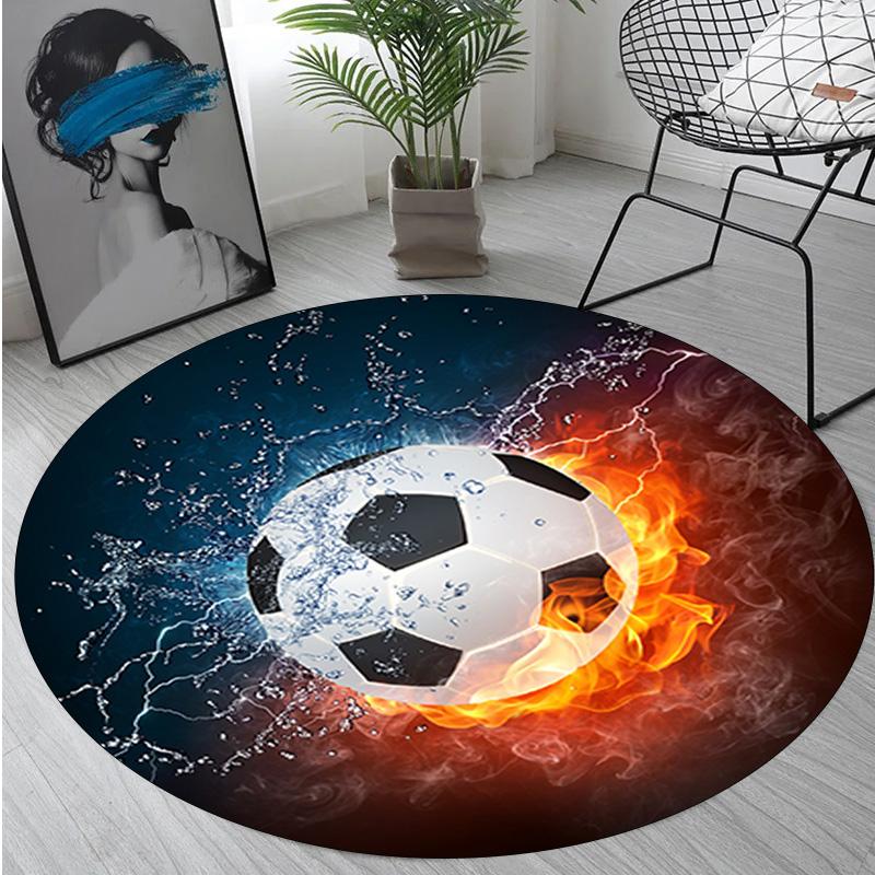 Fire And Water ball Circular Rug - Office Decorative Carpet For Living Room Bedroom Door Mat Floor Rug Computer Chair Area Rug