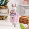 Easter Bunny Resin Figurines Knitted Texture Couple Rabbit Statues With Carrot & Bouquet Home Desktop Decorations Easter Gifts