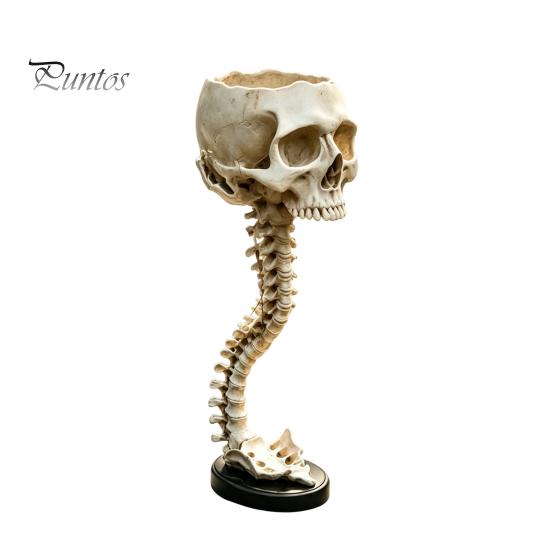 Gothic Home Decor Skull Spine Planter, Resin Skeleton Planter Pot, Horror Halloween Dark Aesthetic Sculpture Flower Vase, Spooky Gifts For Women