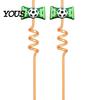 Reusable PET Straw 2Pcs Soccer Theme Spiral Straws, Curved Drinking Washable Straws with Football Charm, World Mug Party Beverage Decor Bendable