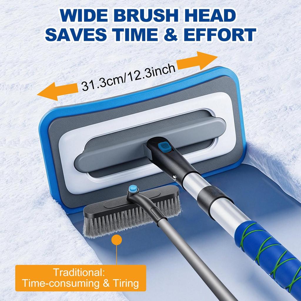 40" Extendable Snow Brush & Ice Scraper, Anti-Slip Grip, 360° Head, Detachable EVA Brush & ABS Scraper for Cars, Trucks & SUVs