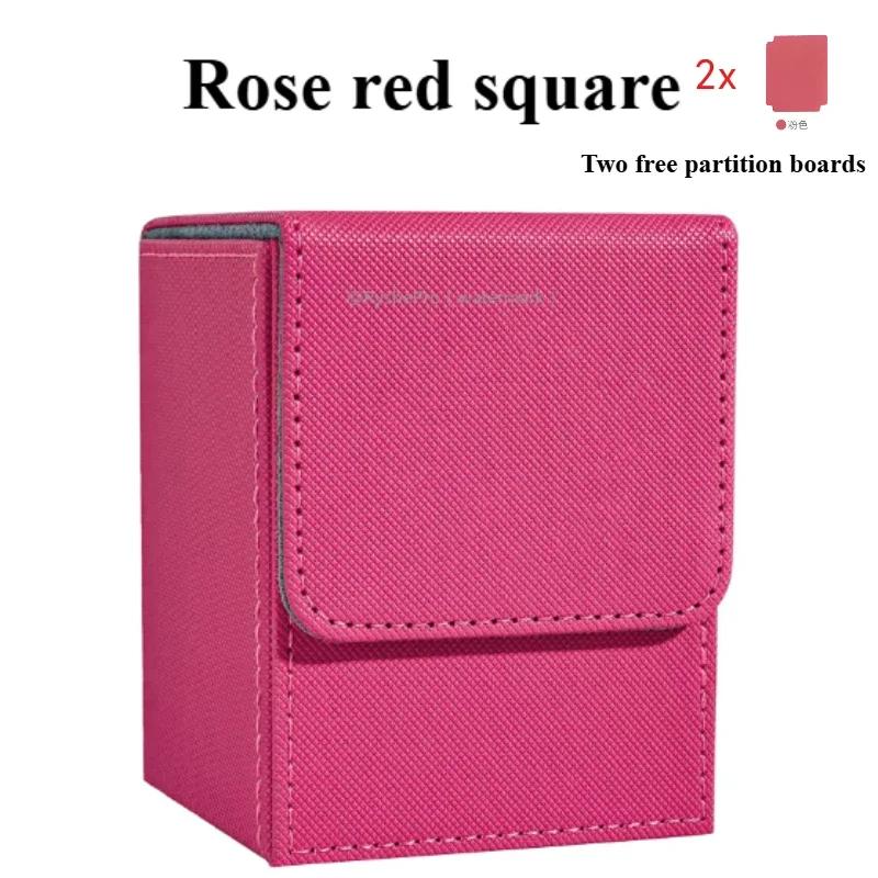 

Коробка для колоды карт большого размера для более чем 100 карт в протекторах с 2 разделителями. Премиальный кожаный чехол для карт Trading Commander с колодой карт Mtg. розы красного