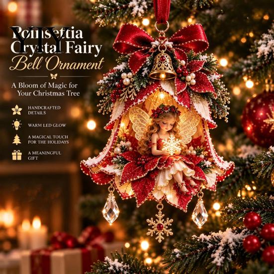 Stunning Fairy Tale Hanging Decor Bell Christmas Ornament, 2D Flat Flower Elegant Ornaments for Stores Decoration, Acrylic Xmas Tree Pendant