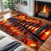 Tappeto A Pelo Corto Area Paesaggio 3D, Tappeto Illusione Ponte Sospeso Fiamme Lava Trippy Emozionante, Tappetino Pavimento Astratto Tappeto da Interno per Camera da Letto