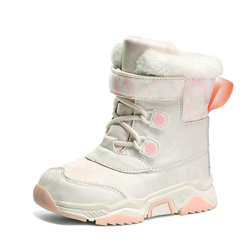 

Children Snow Boots Winter Children Cotton Shoes Warm Plush Kids Platform Outdoor High Top Boots Girl Boy Snow Boots 30 розовый
