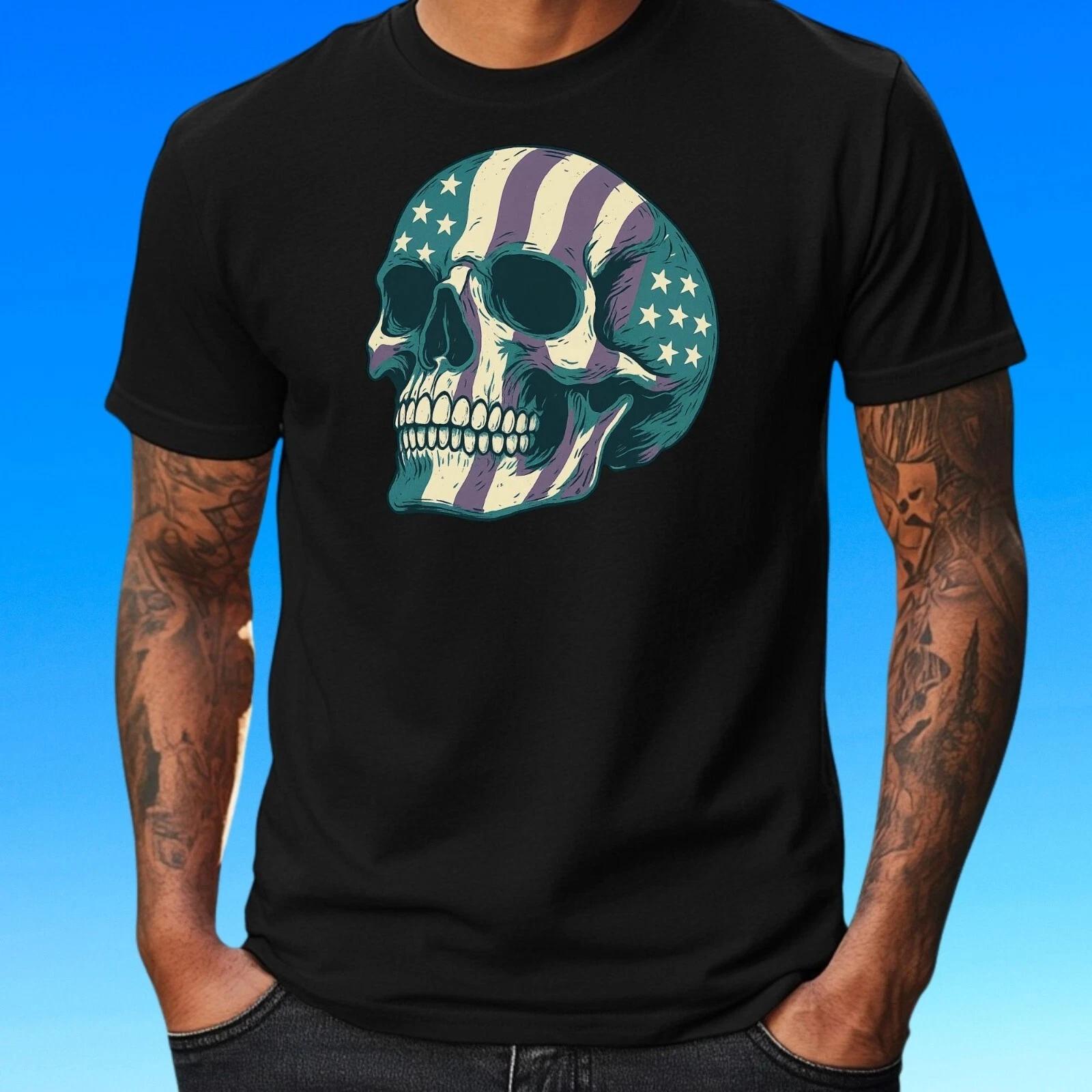 T-Shirt Herren Totenkopf Motiv Baumwolle Größe S bis 5XL M