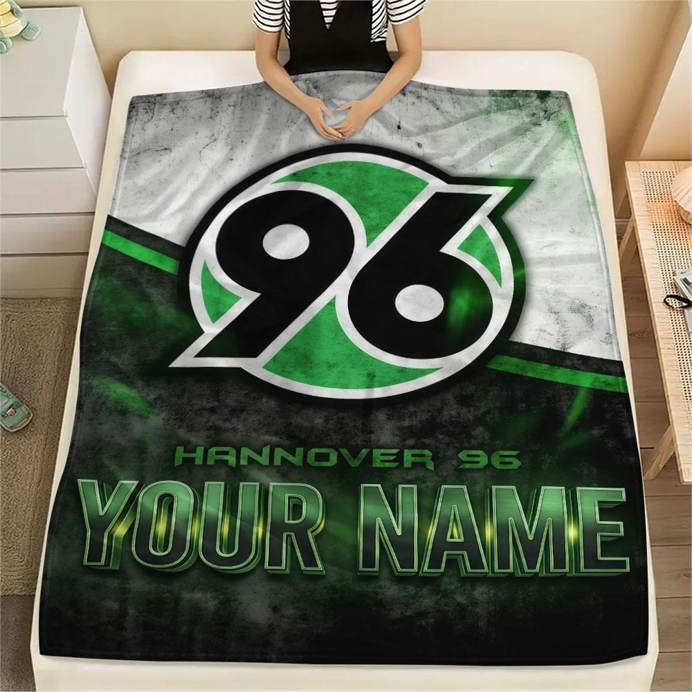 Custom Name,Hannover 96 Printed Flannel Blanket, soft throw for bedroom sofa, washable, Christmas present, great gift.