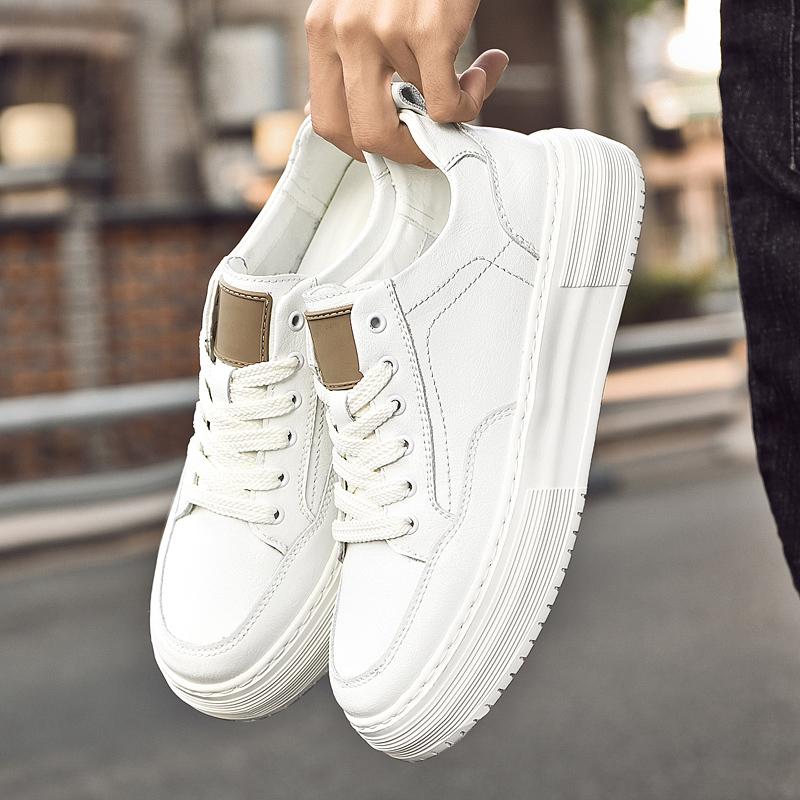 2025 Men's Casual Shoes Cow Leather Sneakers Breathable Thick Bottom Elevator Shoes Tennis Shoe Male Vulcanized Shoes