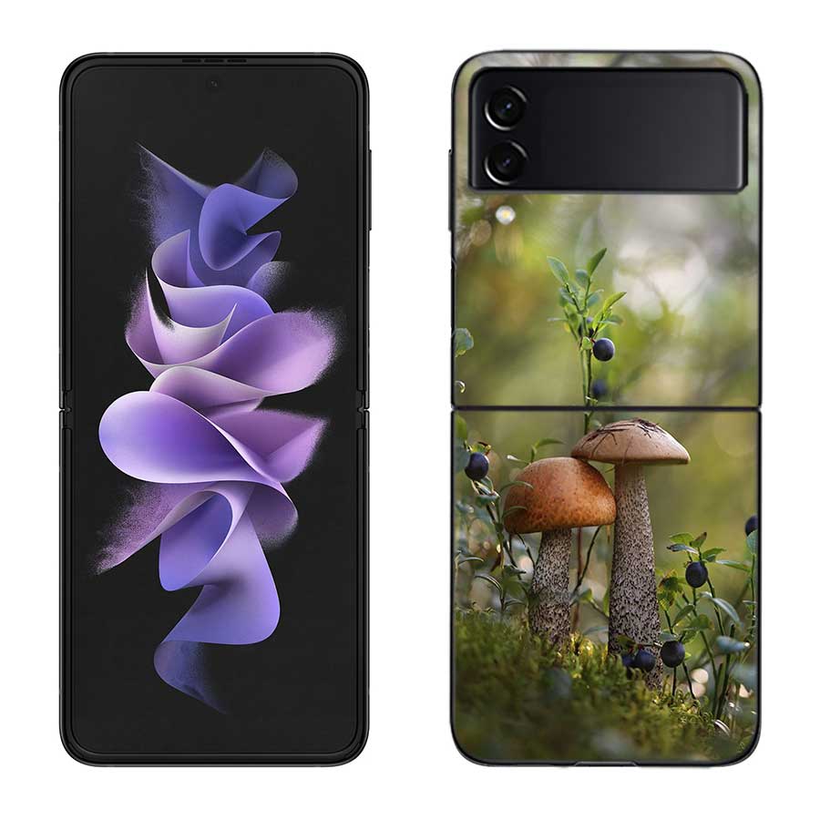 Fungal Aesthetics Phone Case For Samsung Z Flip 7 6 5G Galaxy Z Flip 5 4 3 Black Hard Cell Cover Luxury PC Shell Coque