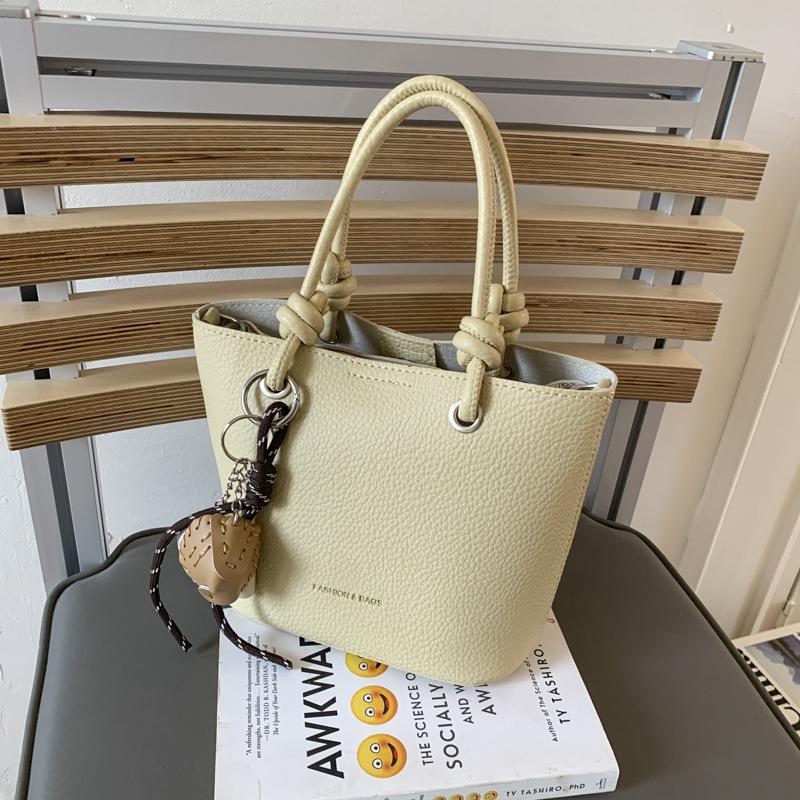 High-end Lychee Pattern Bucket Bag, Hand-held Vegetable Basket Bag, Fashionable Single-shoulder Crossbody Bag