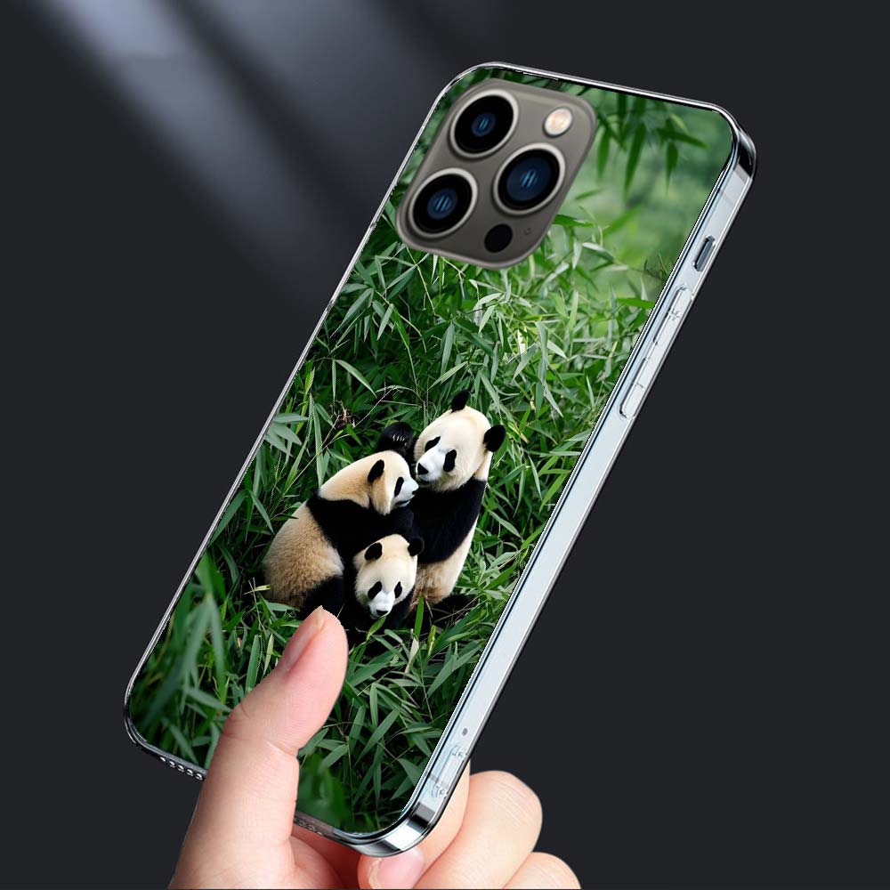Panda Baby, Giant Panda Family Phone Case For Iphone 16E 15 Pro 14 Plus 17E 16 17 Pro Max Air 11 12 13 Mini Shockproof Capa C
