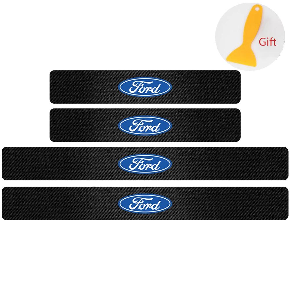 Car Sticker 2025 Hot Car Styling 4pcs Carbon Fiber Auto Door Sill Protector Stickers For Ford Focus 2 3 4 Mondeo Fiesta Ecosport