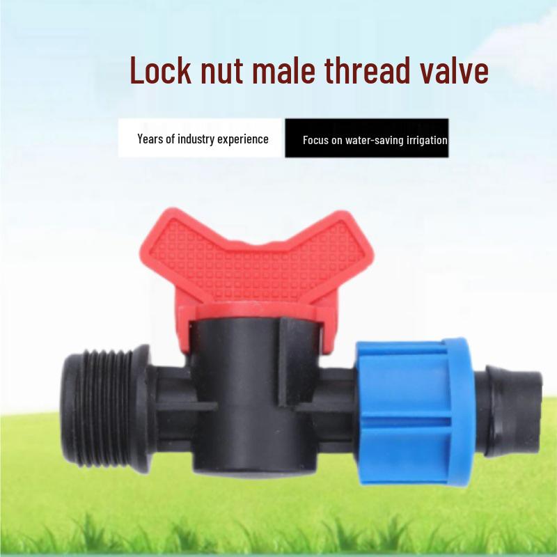 Agricultural Water-Saving Straight Valve: Lock Nut Male Thread, 16/20AK Drip Connector for Greenhouse and PE Pipes.