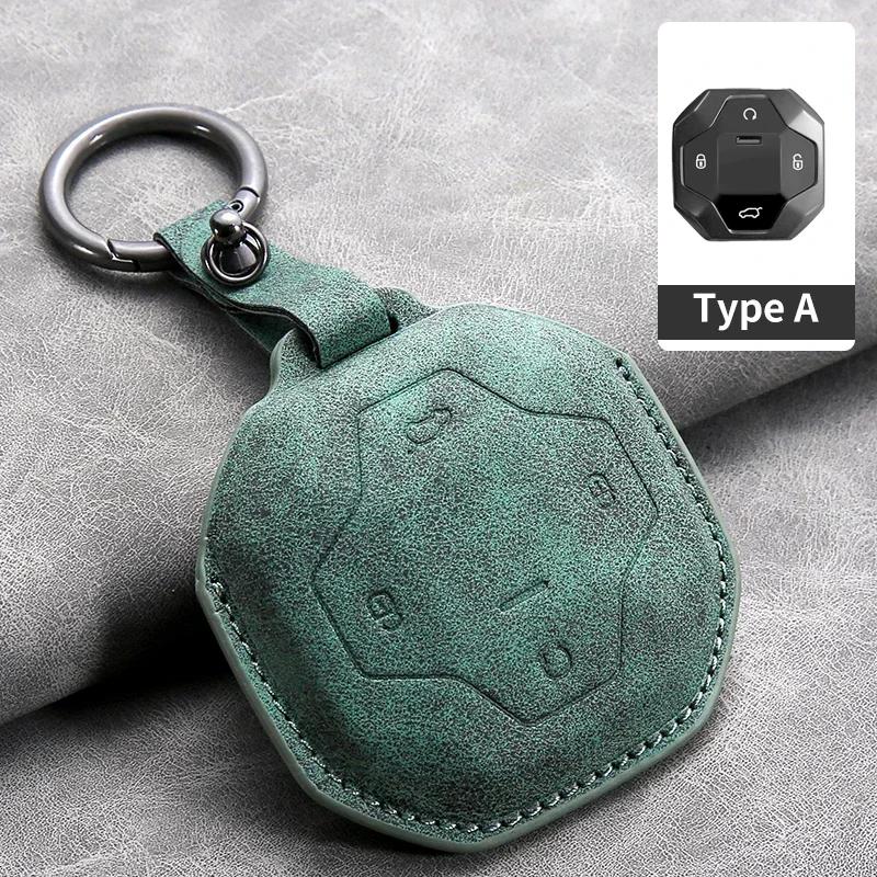 4 Buttons Leather Car Key Case Cover for Chery Jetour T2 Traveler 2026 2026 2026 Auto Key Shell Fob Protector Holder Keychain