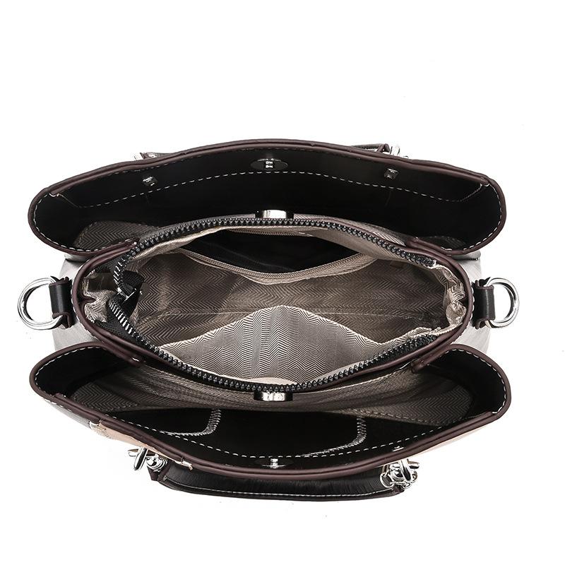 Fashionable Women's Handbag PU Leather Shoulder Bag with Large Capacity Casual Splicing Crossbody Bag Classic Retro Tote Bag