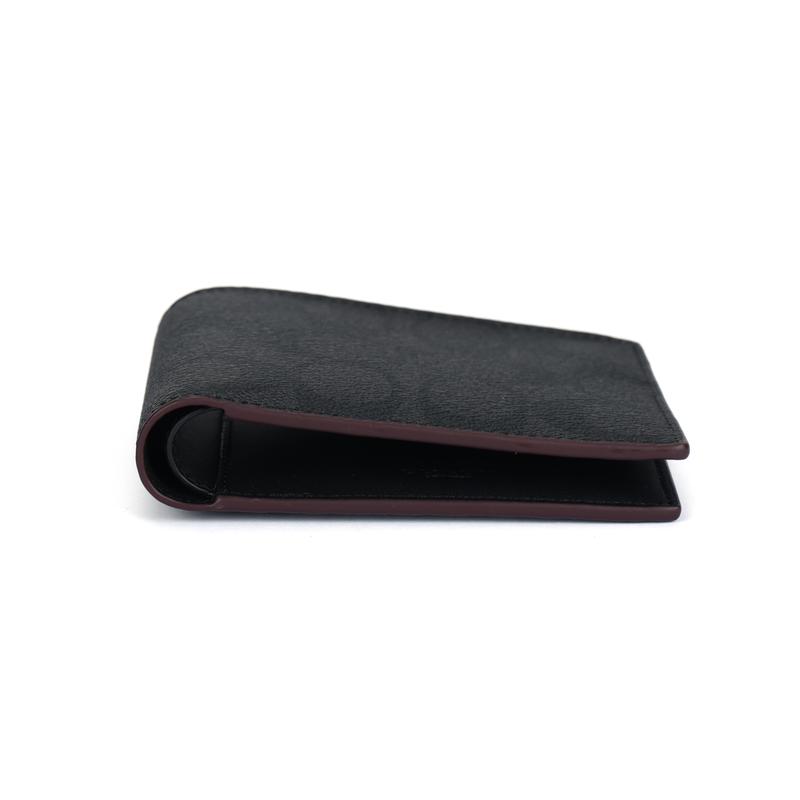 Coach Classic Presbyopia Three-in-one Cow Leather Card Holder Keychain Wallet Men's Black Black