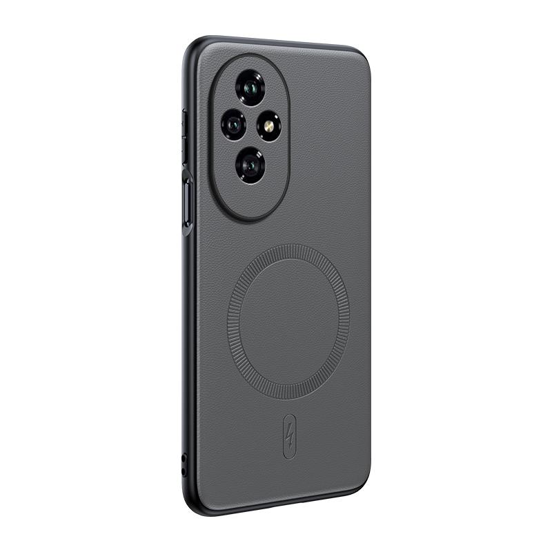 

For Honor 200 Case Magnetic Leather Shield Cover For Honor 200 High Quality Anti-Fingerprint Non-Slip PC+TPU Honor 200 серый