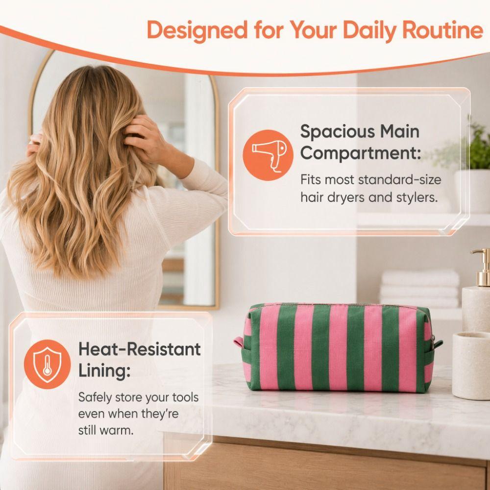 Dustproof Hair Dryer Storage Bag Stripe Cosmetic Bag Curler Storage Bag  Hair Tools Storage