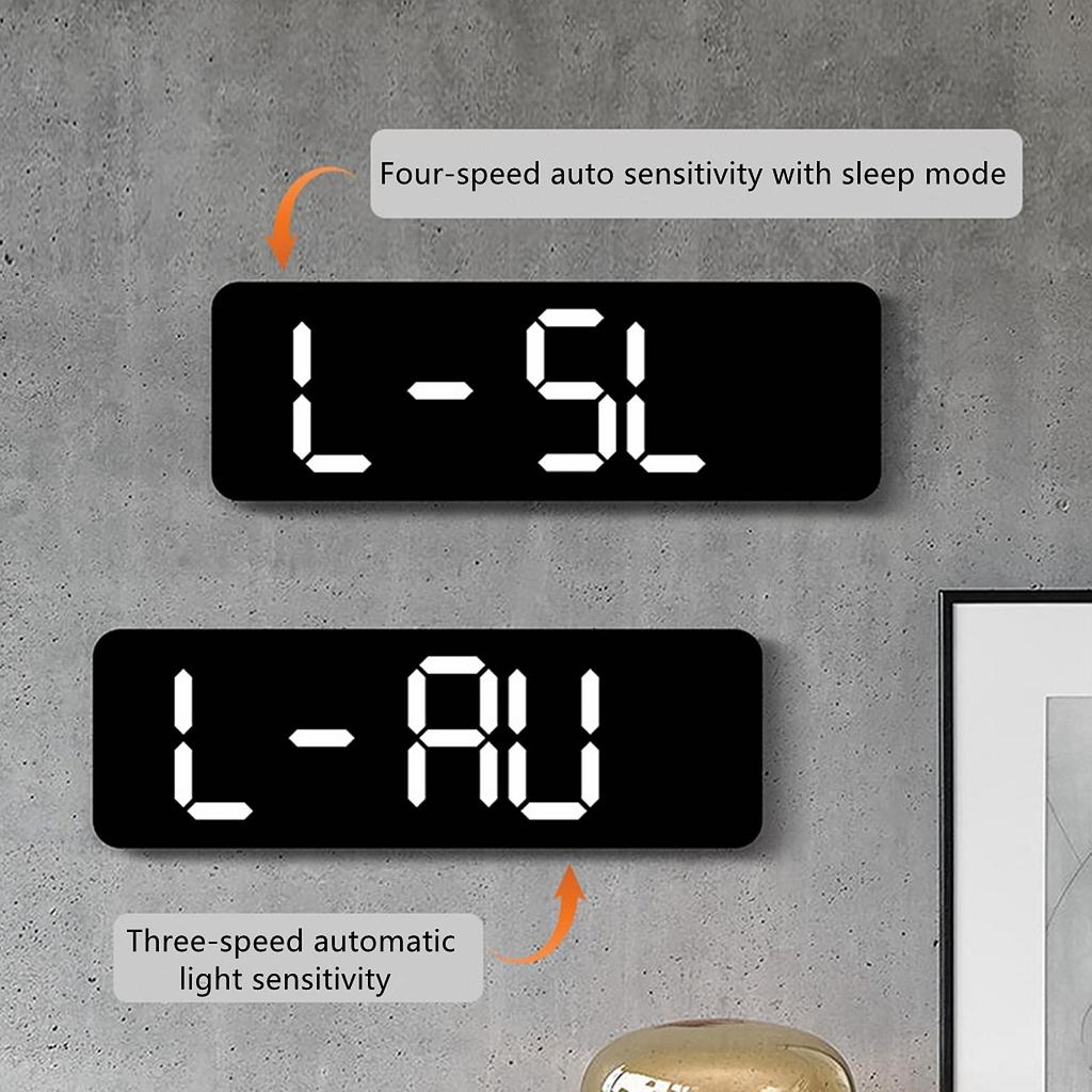Digital Alarm Clock LED Display Memory Function 12/24H with Temperature Humidity Week Shows Plastic Desk Clock for Wall Hanging