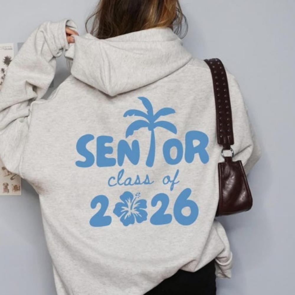 Class of 2026 Senior Sweatshirt Homecoming Back To School Preppy Coastal Palm Tree Hoodie Teen Girl Gift Women Hoodie