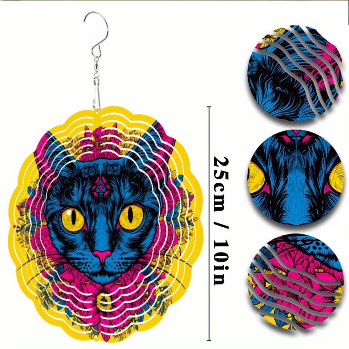 

10-Inch Whimsical Cat Design Wind Chime - 360° Rotating Hanging Decor with Vibrant Colors, Perfect for Garden, Patio 01A