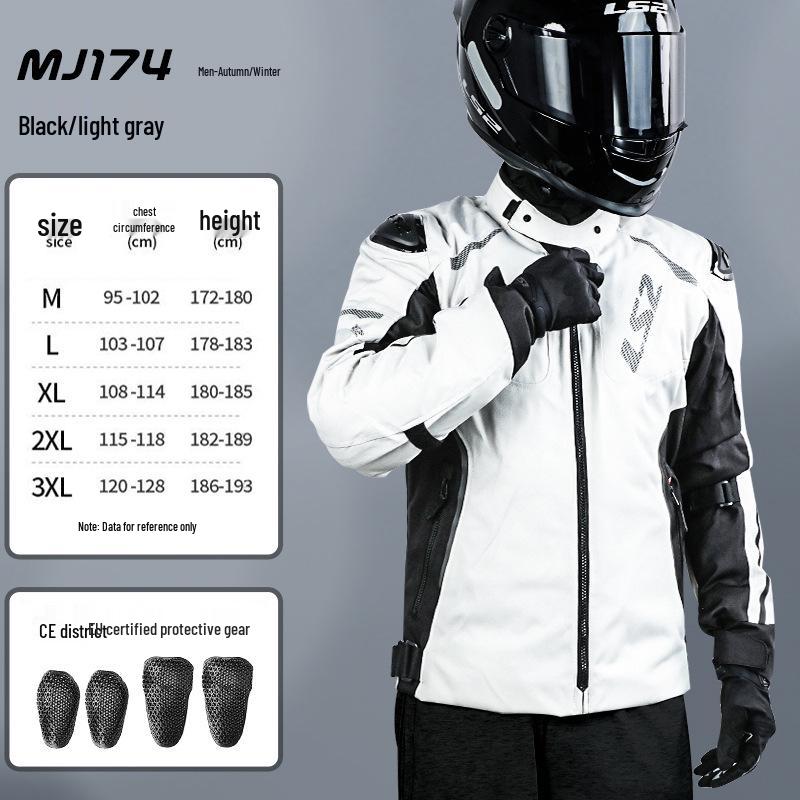 LS2 Men's Motorcycle Riding Suit: Windproof, Anti-Fall, Quick-Release, for All Seasons (Model MJ174)