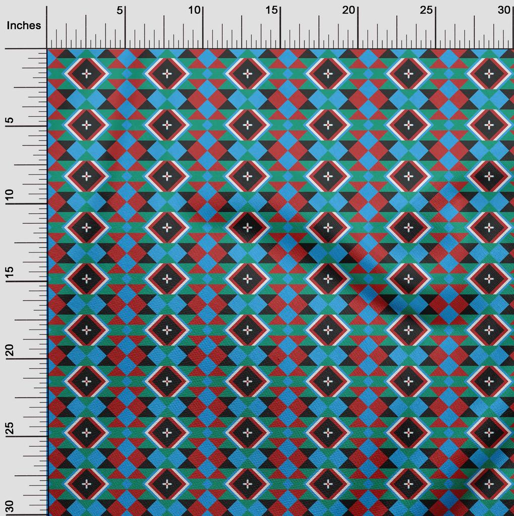 oneOone Cotton Flex Medium Blue Fabric Geometric  Sewing Craft Projects Fabric Prints By Yard 40 Inch