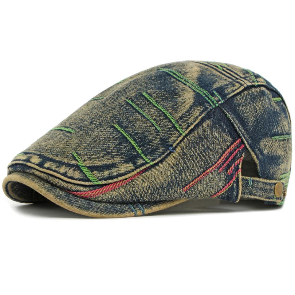 HT5046 Mens Berets Women Spring Autumn 100% Cotton Denim Ivy Flat Cap Artist Painter Beret Hat Male Female Adjustable Beret Cap