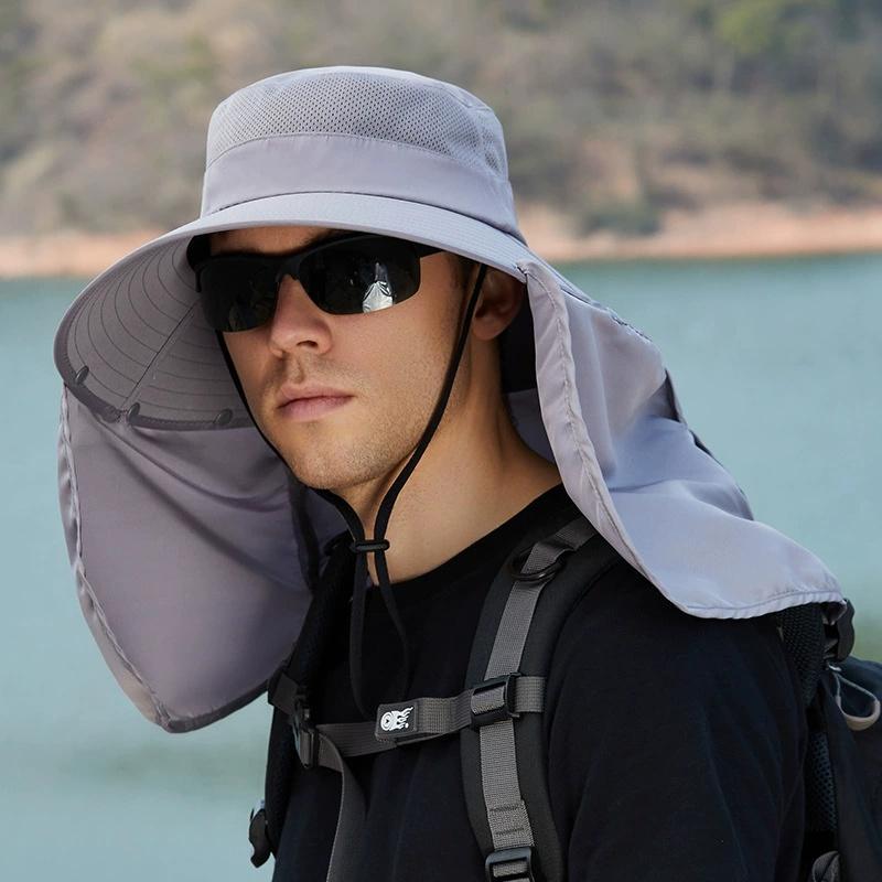 Outdoor summer neck protection sun shading fishing bike hat sun protection mask hat oversized Brim dual-purpose fisherman hat