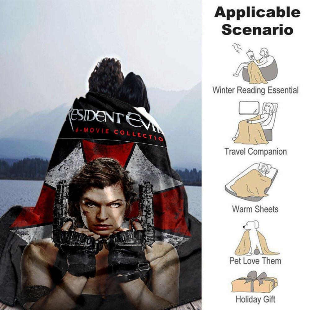 1pc Resident Evil Blanket Soft Warm Throw for Home, Office, Travel All Season Cozy Bedding Gift, Office Cozy AccessoryB3