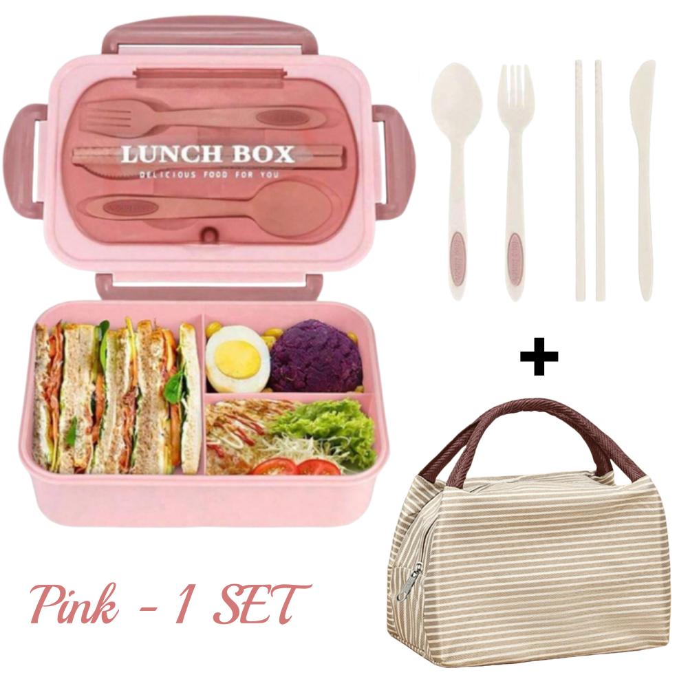 40.58oz Lunch Box with Utensils & Insulated Bag 3 Compartments Leak-Proof Bento Lunch Box for Students Workers Healthy Meal Prep