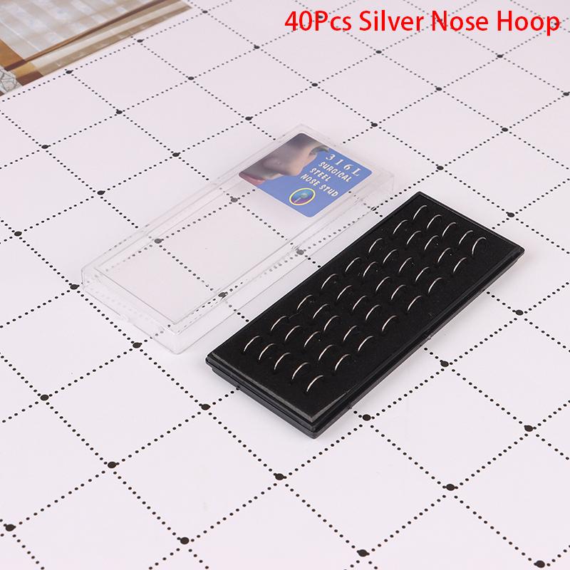 40/60Pcs Women Nose Piercing Ring Steel Silver Surgical Hoop Cartilage Stud
