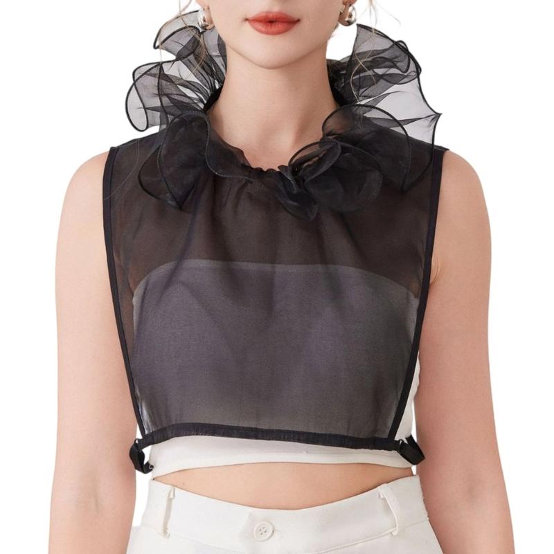 Elegant Wrinkles Resistant Neckpiece Decorative Polyester Trim Half Shirts False Collar For Dresses Shirts Prom Event