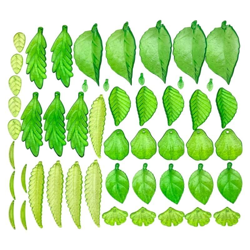 Packung mit 40/50/60 Elegante Acryl-Anhänger Set Grüne Dekorative Perlen Mit Löchern DIY Basteln Schmuckkomponenten