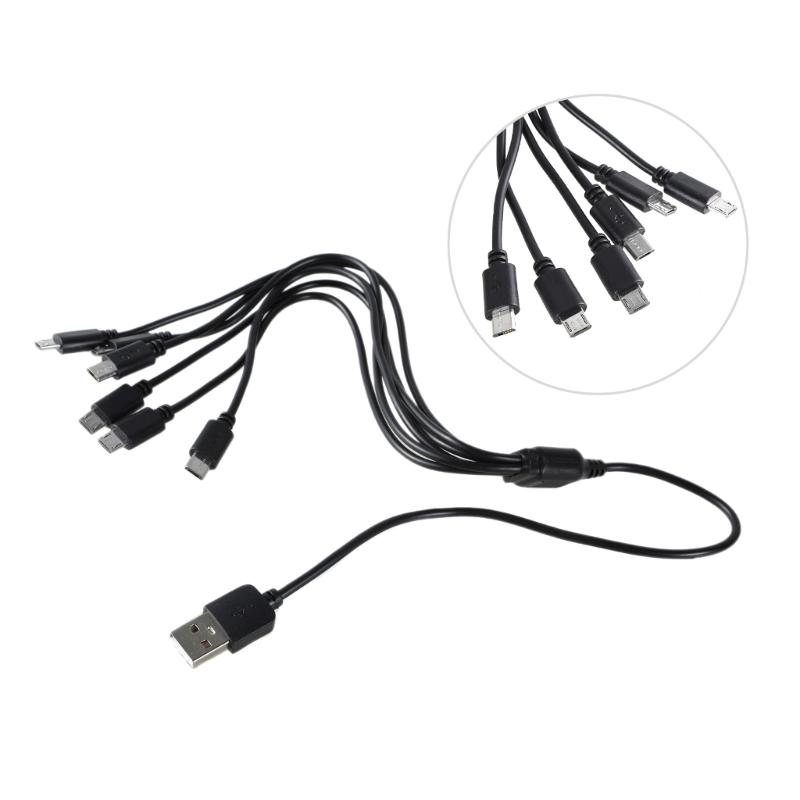 1 až 6 USB rozbočovač USB na 6x USB 5-pinový samec Nabíjací kábel pre mobilné telefóny tablety USB nabíjací kábel 50 cm