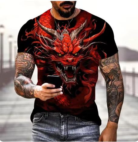 Dragon 3D printed T-shirt men's and women's casual fashion streetwear oversized short-sleeved T-shirt Harajuku children