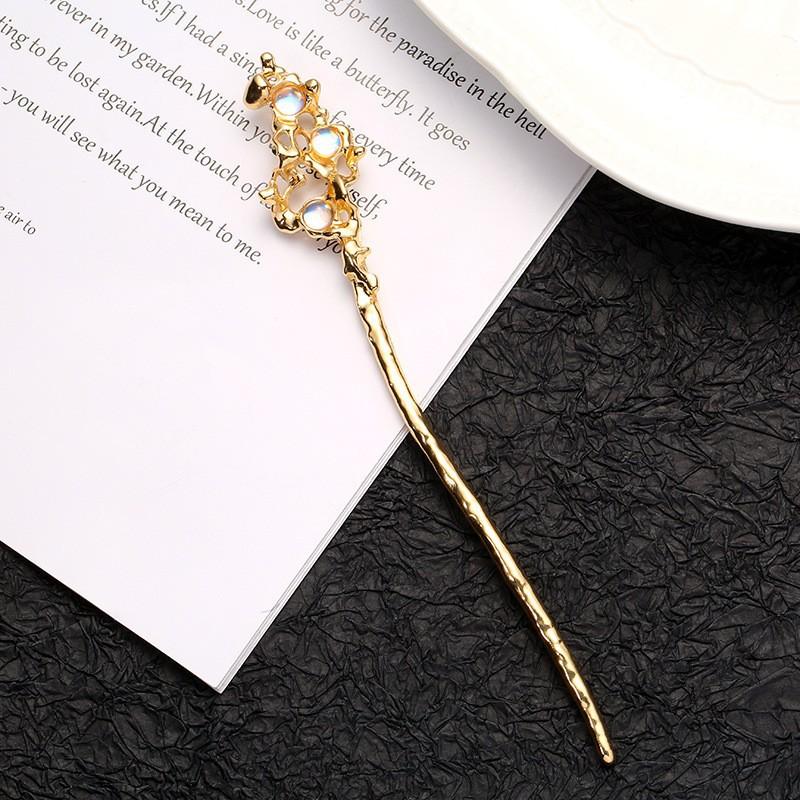 Mondlichtstein Dame Haarnadel Unregelmäßige Persönlichkeit Einfach Chinesisch Retro Schmetterlingsscheibe Haaraccessoires Haarspange Schmuck